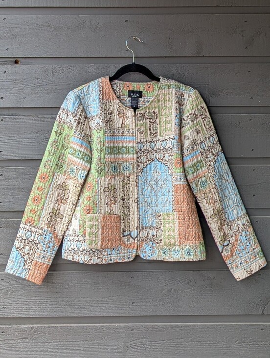M.D.L. Jackets & Blazers - NWOT M.D.L. Multicolor Patchwork Quilted Bomber Jacket Size Medium Zip Front